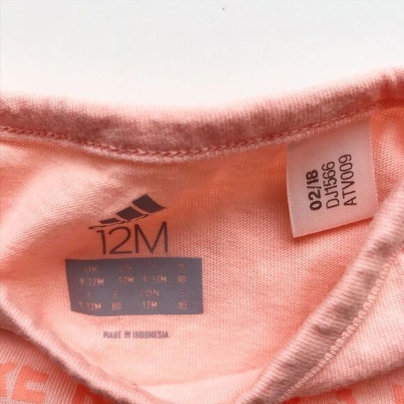 Adidas peach letter print t-shirt EUC 12 months - Picture 3 of 4